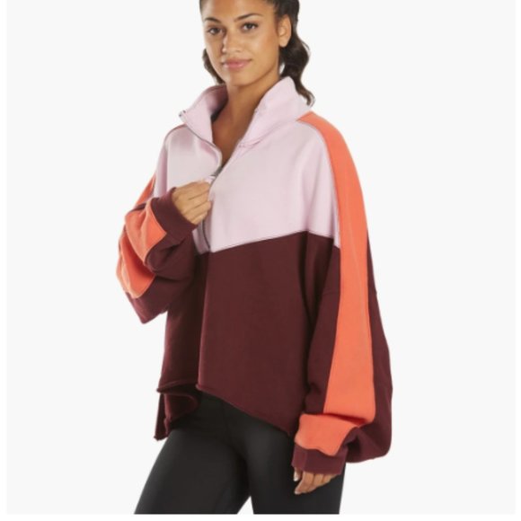 NWT Free People Split Second 1/2 Zip Colorblock Pullover Sweatshirt Size Medium - Picture 7 of 12
